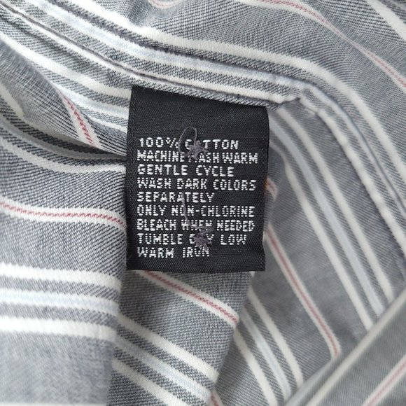 Greg Norman Long Sleeve Button Up Shirt Mens L Cotton Black Red White Stripe - Picture 9 of 10